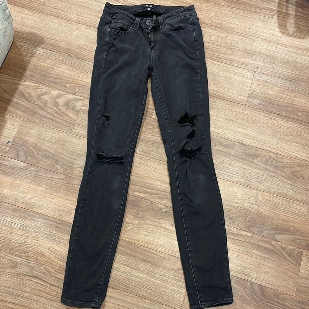 PAIGE denim black wash vertigo ankle jeans